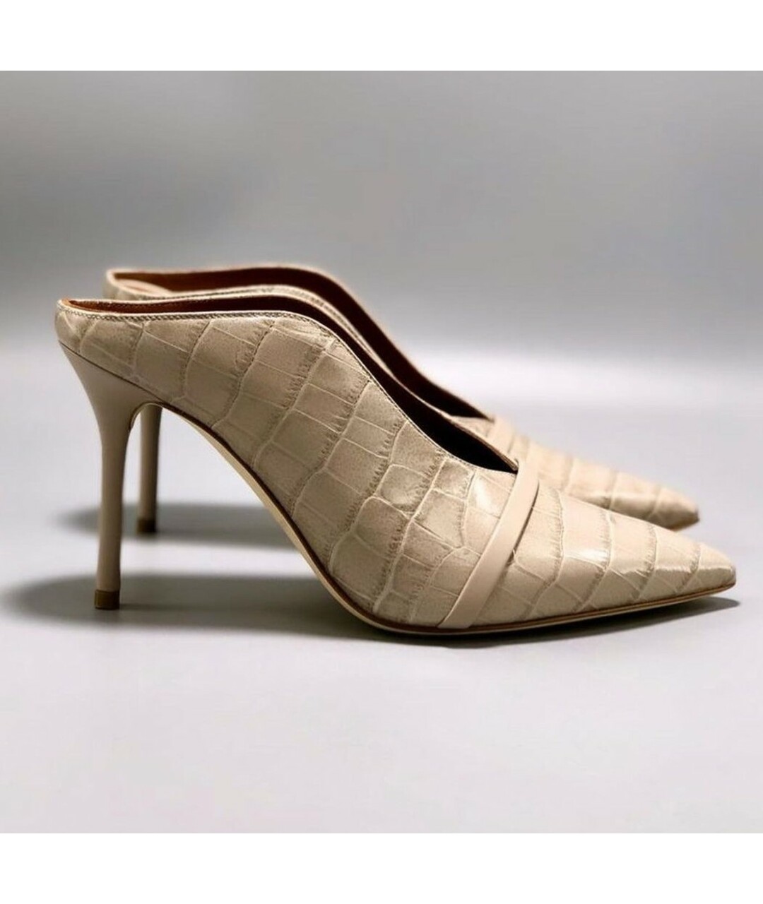 MALONE SOULIERS Бежевые кожаные мюли, фото 4