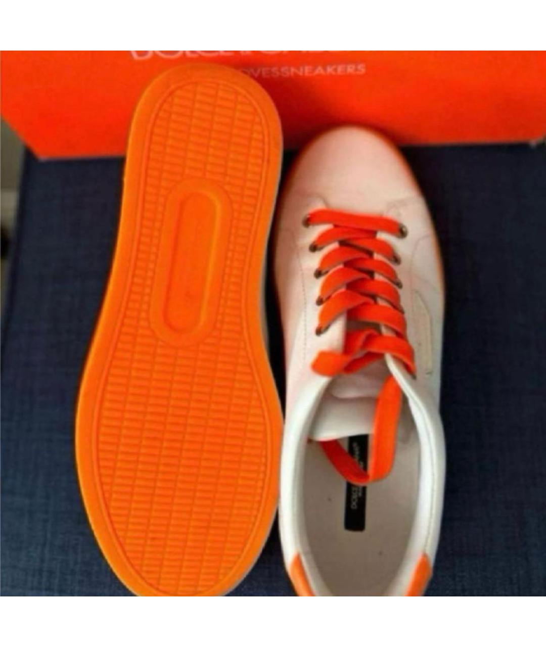 DOLCE&GABBANA Белые кожаные низкие кроссовки / кеды, фото 4