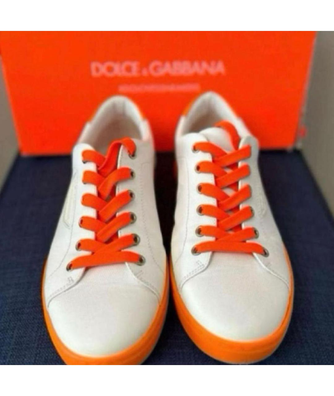 DOLCE&GABBANA Белые кожаные низкие кроссовки / кеды, фото 2