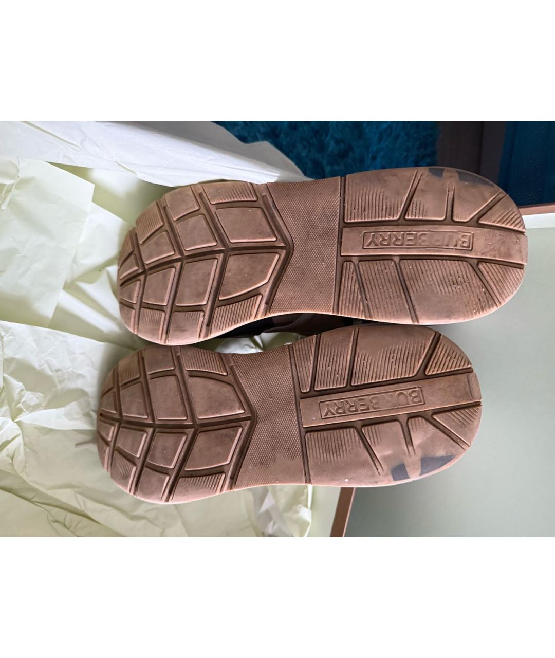 BURBERRY Коричневые текстильные низкие кроссовки / кеды, фото 8