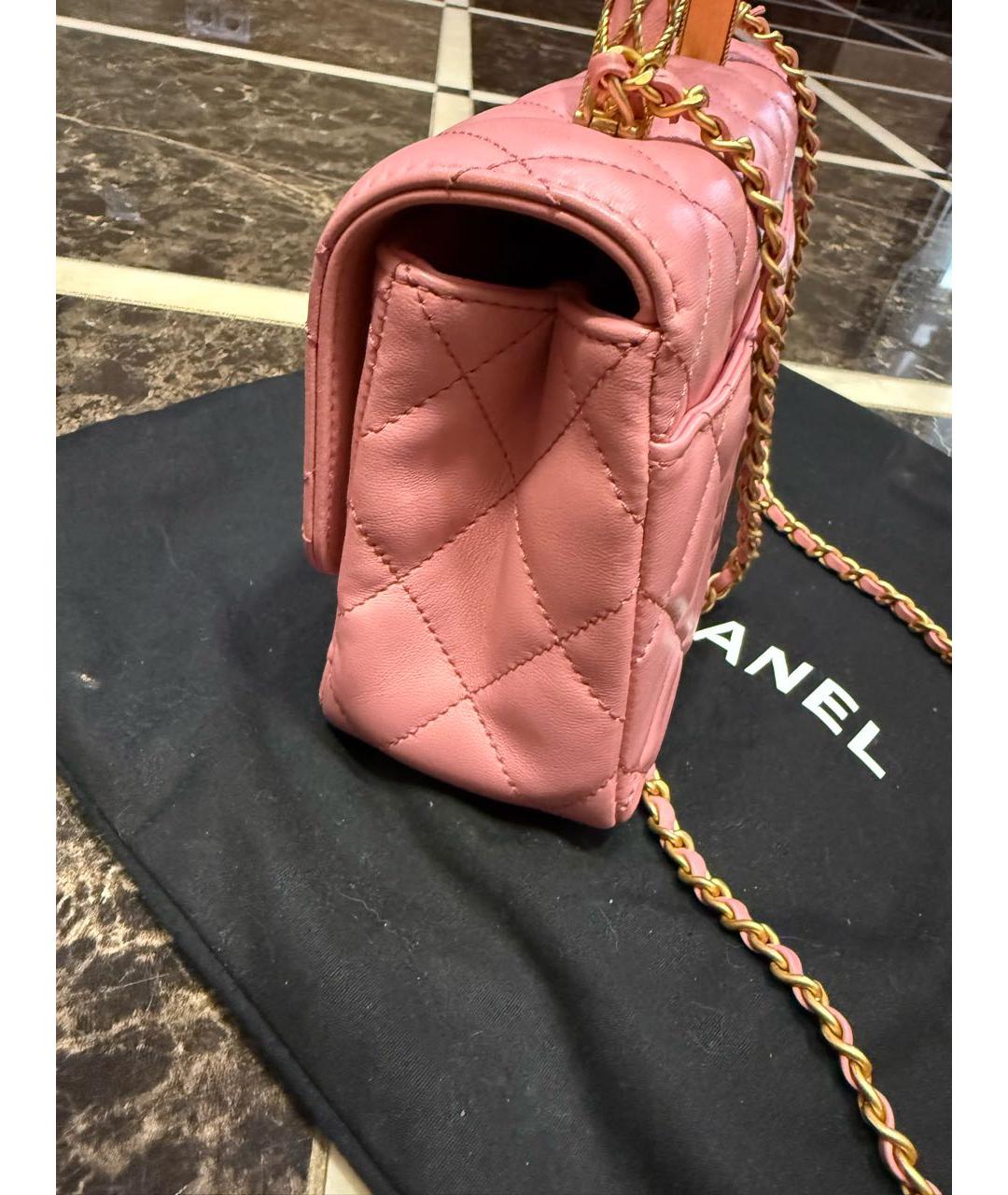 CHANEL Розовая кожаная сумка через плечо, фото 2