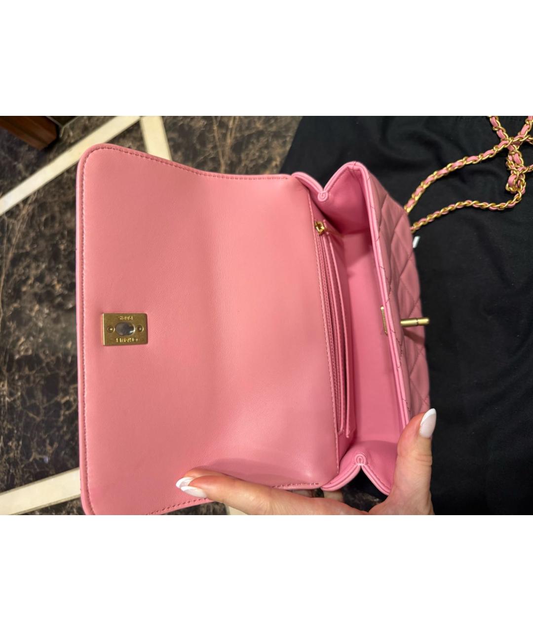 CHANEL Розовая кожаная сумка через плечо, фото 4