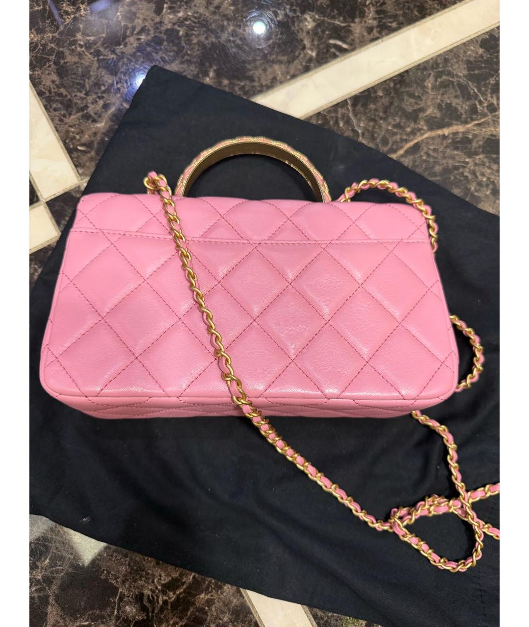 CHANEL Розовая кожаная сумка через плечо, фото 3