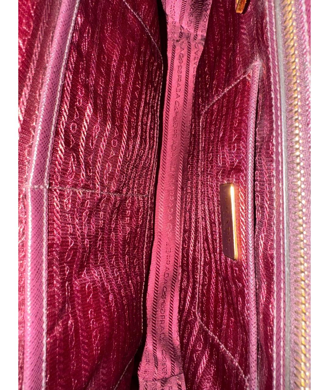 PRADA Бордовая кожаная сумка с короткими ручками, фото 3