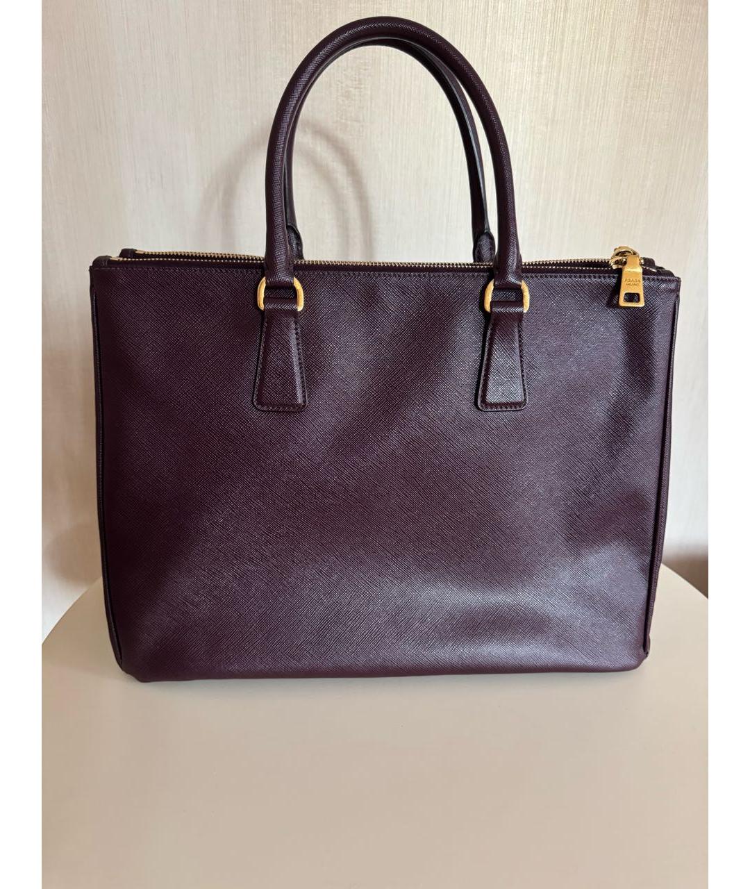PRADA Бордовая кожаная сумка с короткими ручками, фото 2