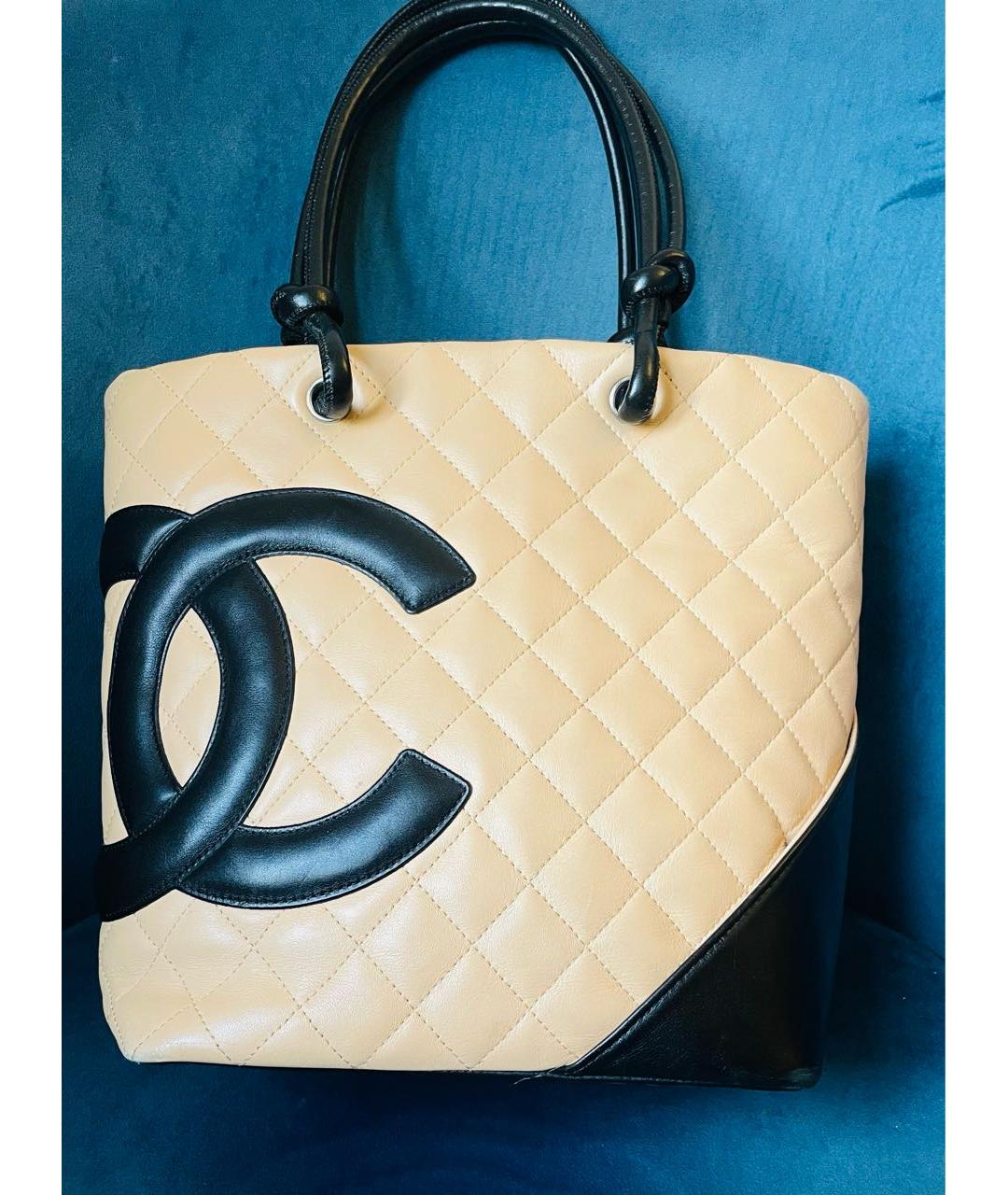 CHANEL Бежевая кожаная сумка тоут, фото 9