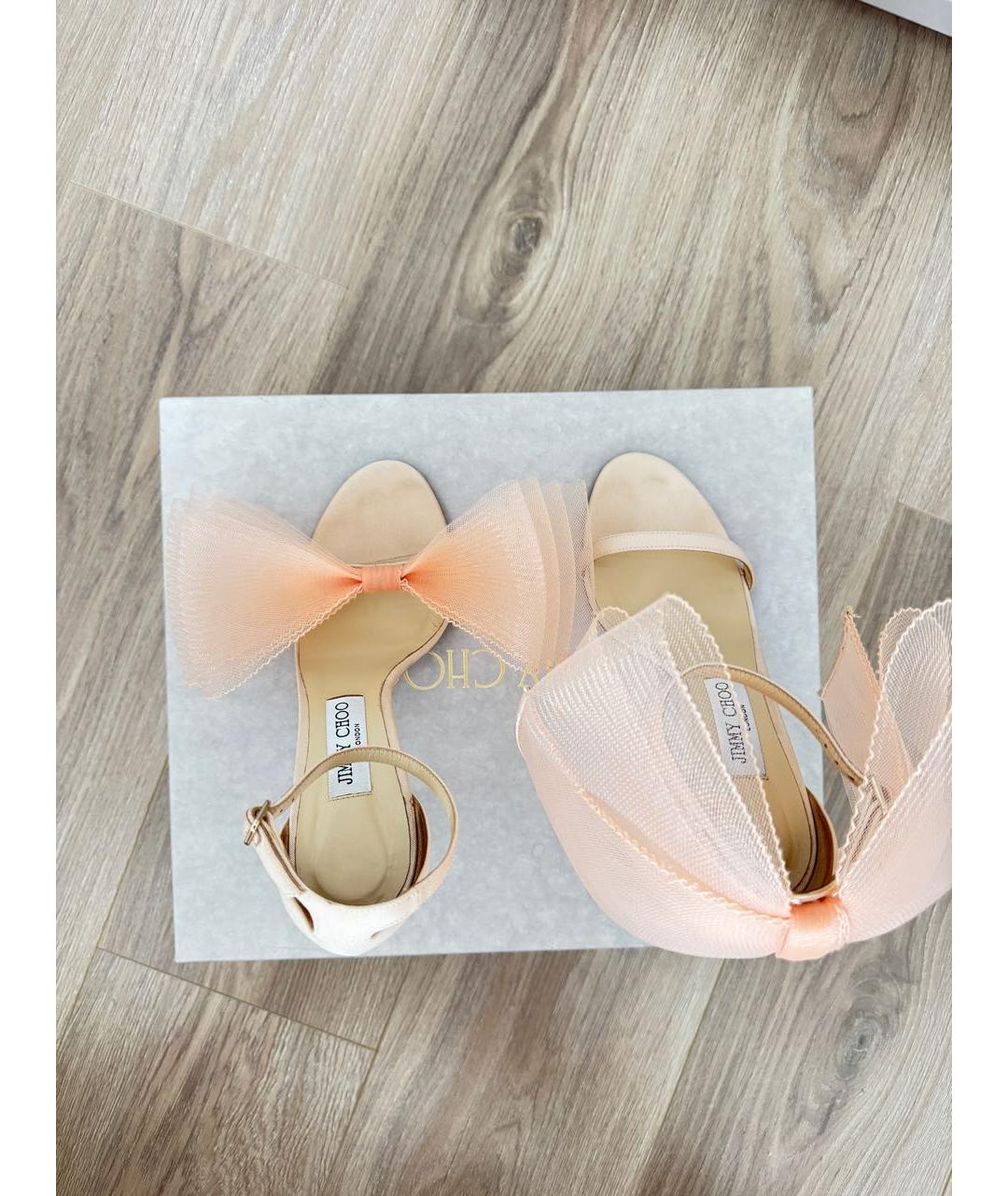 JIMMY CHOO Коралловые текстильные босоножки, фото 2