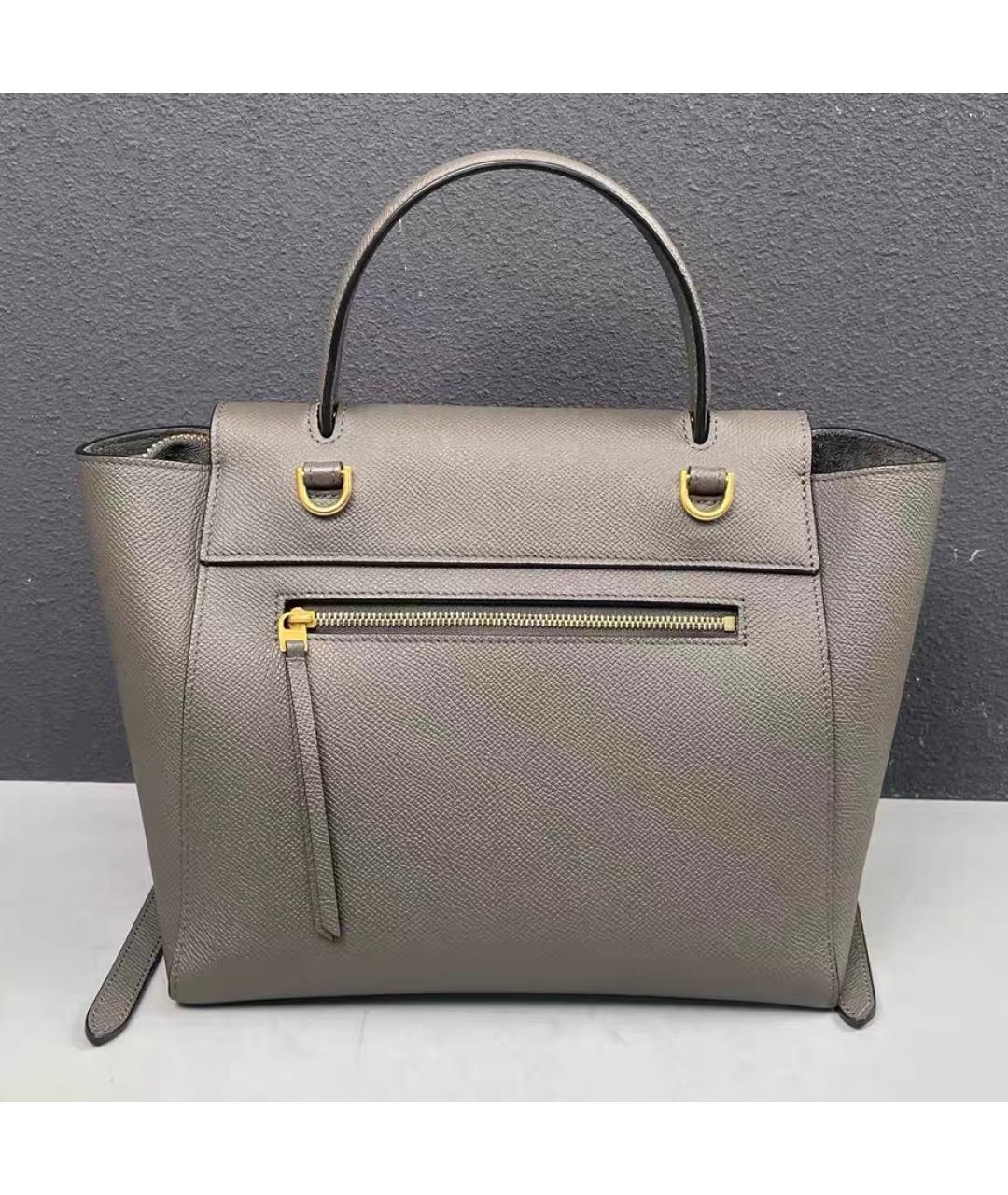 CELINE Серая кожаная сумка тоут, фото 3