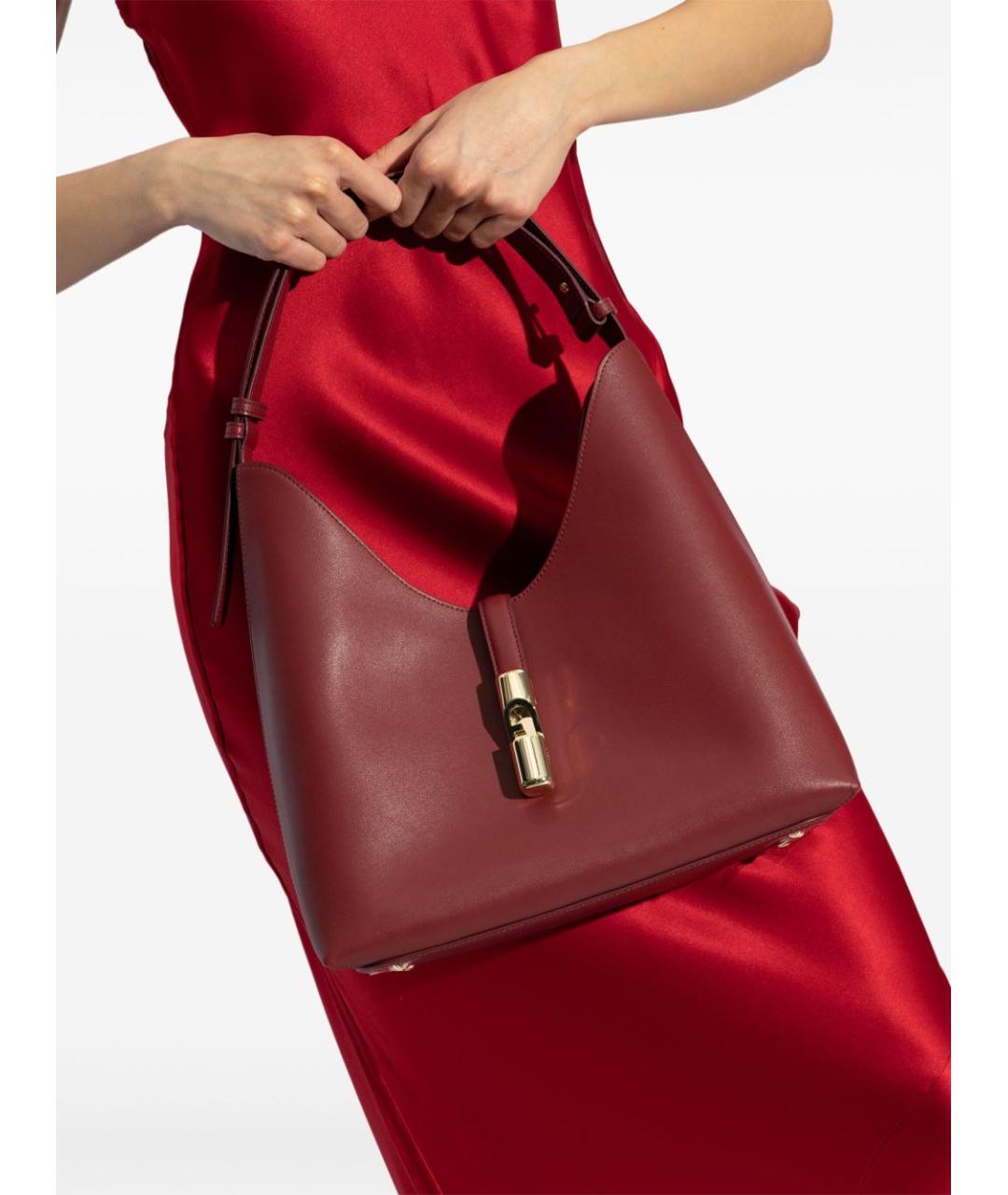 FURLA Бордовая кожаная сумка через плечо, фото 5