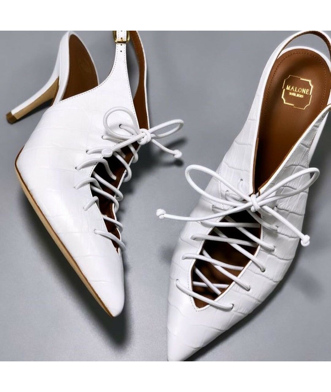 MALONE SOULIERS Белые кожаные туфли, фото 3