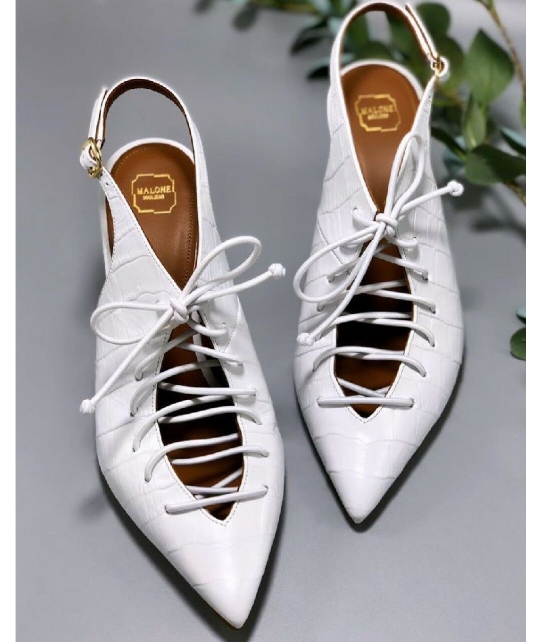 MALONE SOULIERS Белые кожаные туфли, фото 4