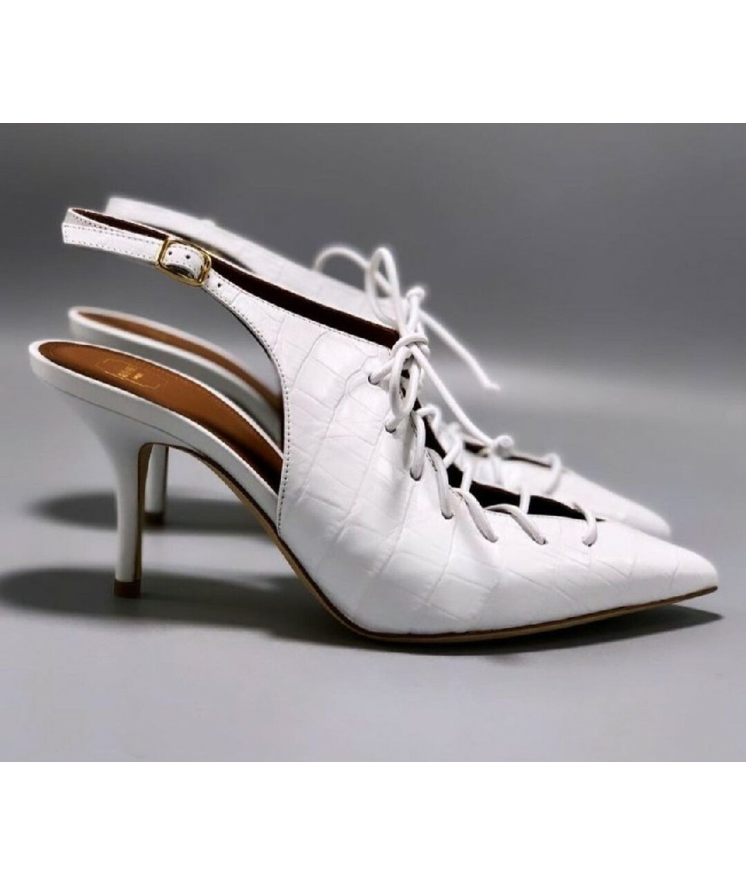 MALONE SOULIERS Белые кожаные туфли, фото 2