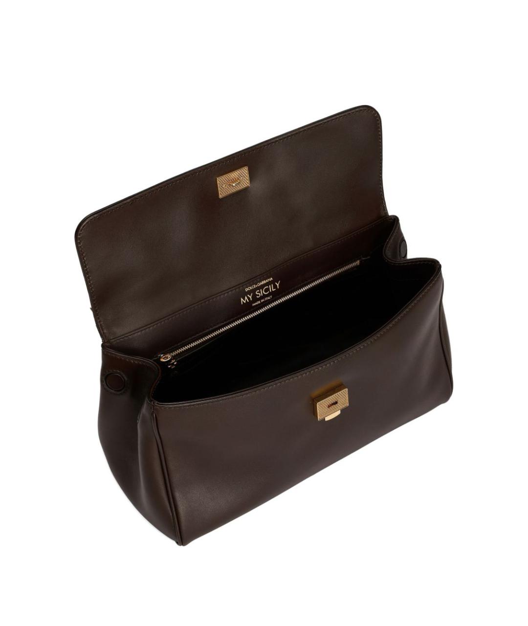 DOLCE&GABBANA Коричневая кожаная сумка тоут, фото 2