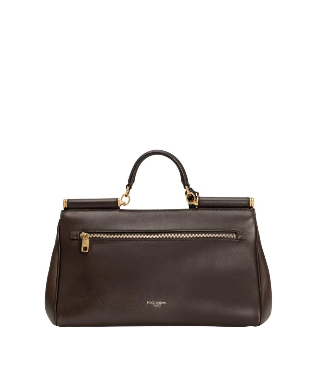DOLCE&GABBANA Коричневая кожаная сумка тоут, фото 4