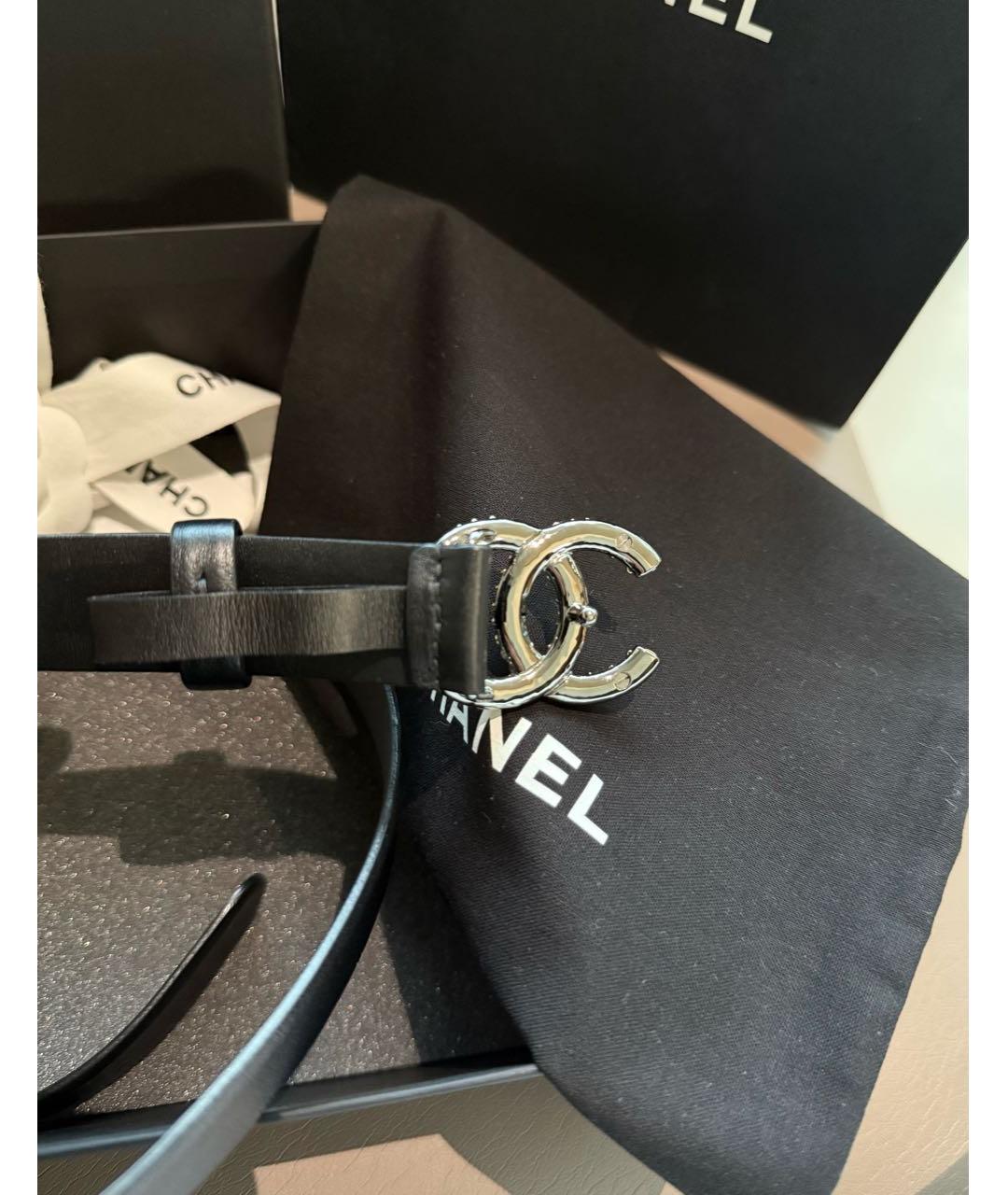 CHANEL Черный кожаный ремень, фото 3