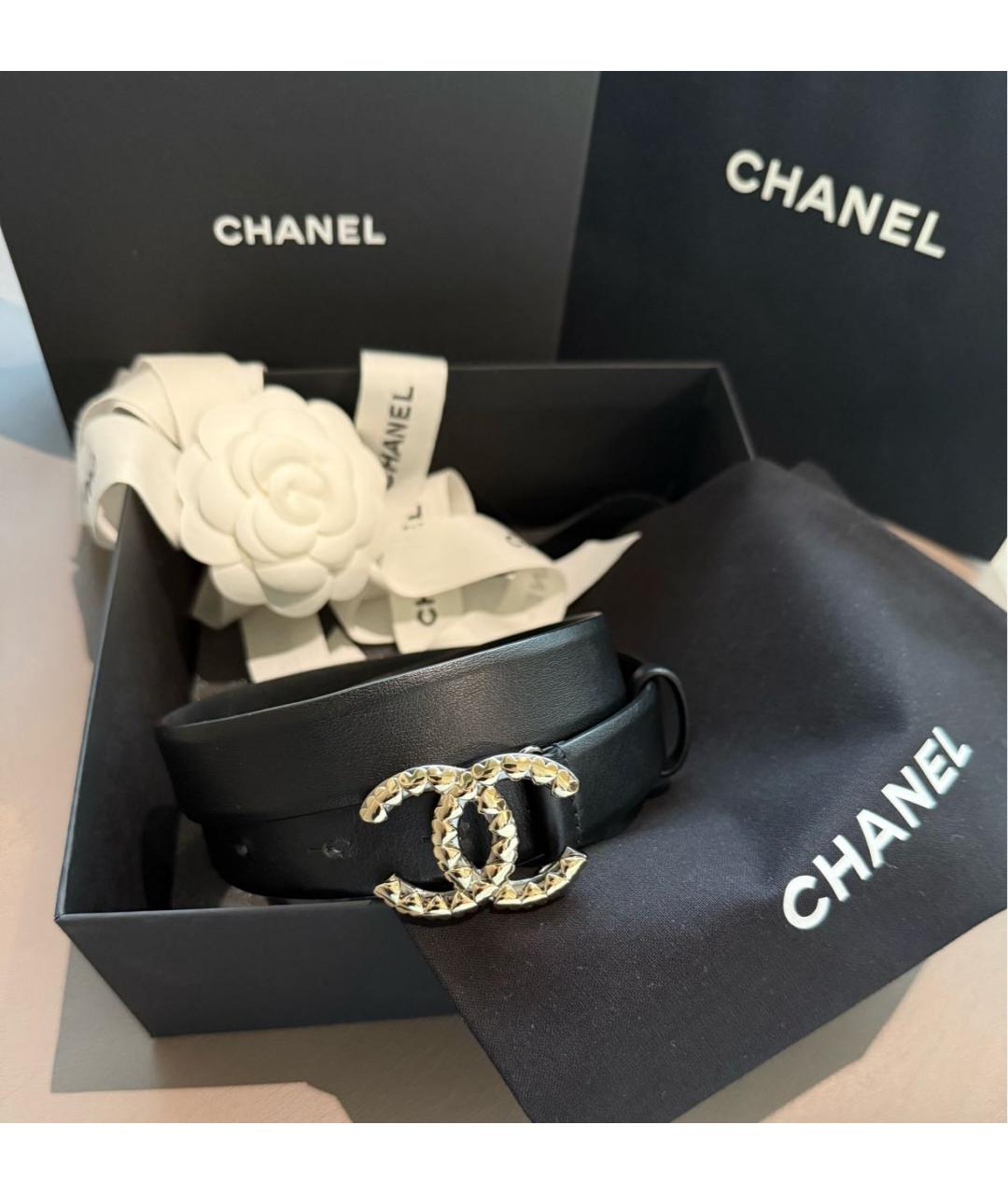 CHANEL Черный кожаный ремень, фото 2