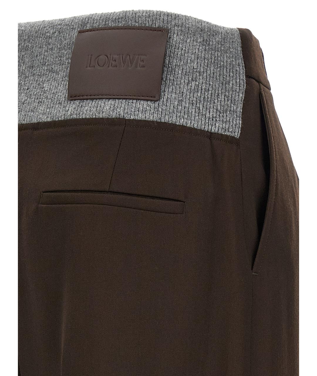 LOEWE Коричневые шерстяные прямые брюки, фото 4