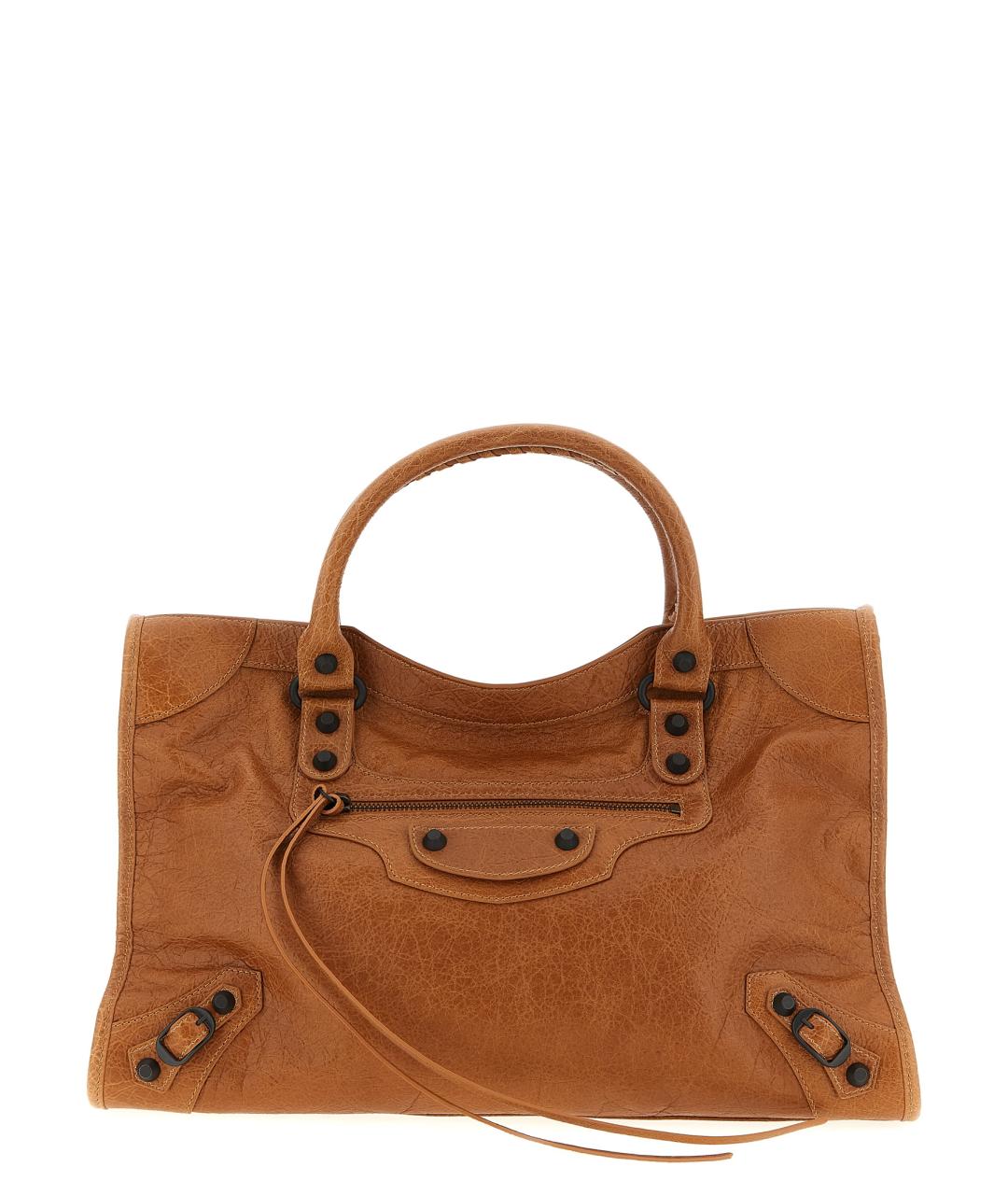 BALENCIAGA Коричневая кожаная сумка тоут, фото 1