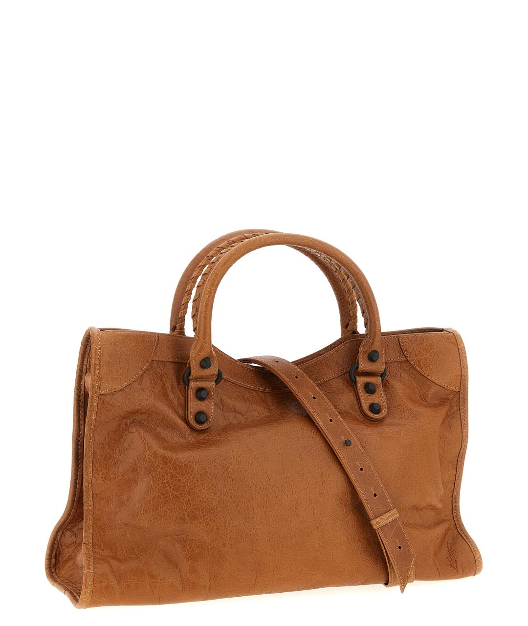 BALENCIAGA Коричневая кожаная сумка тоут, фото 2