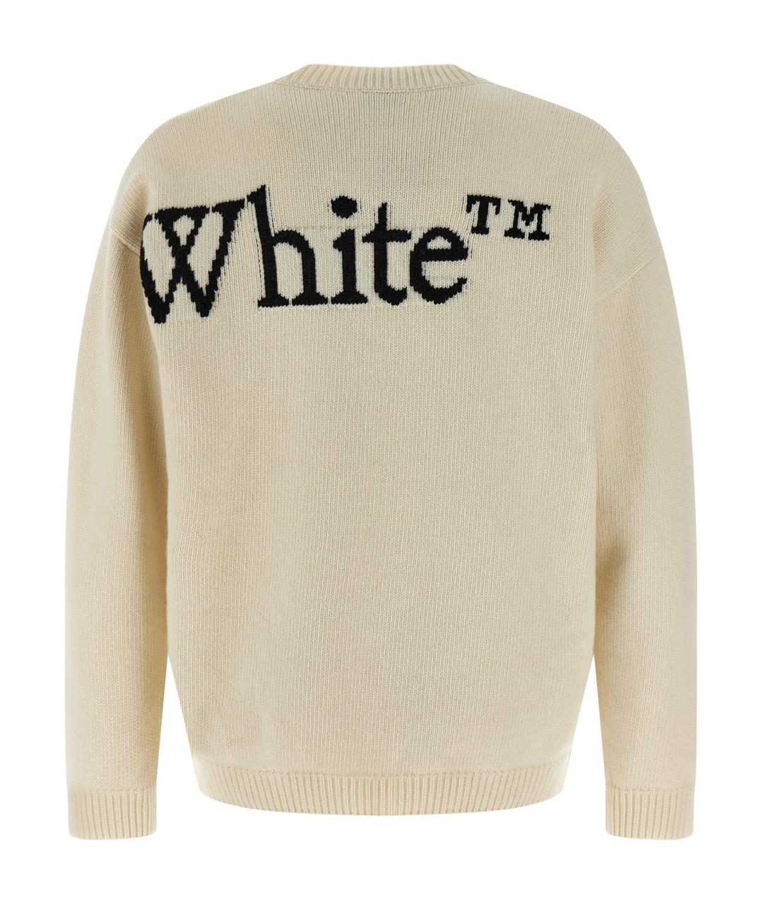 OFF-WHITE Бежевый шерстяной джемпер / свитер, фото 2