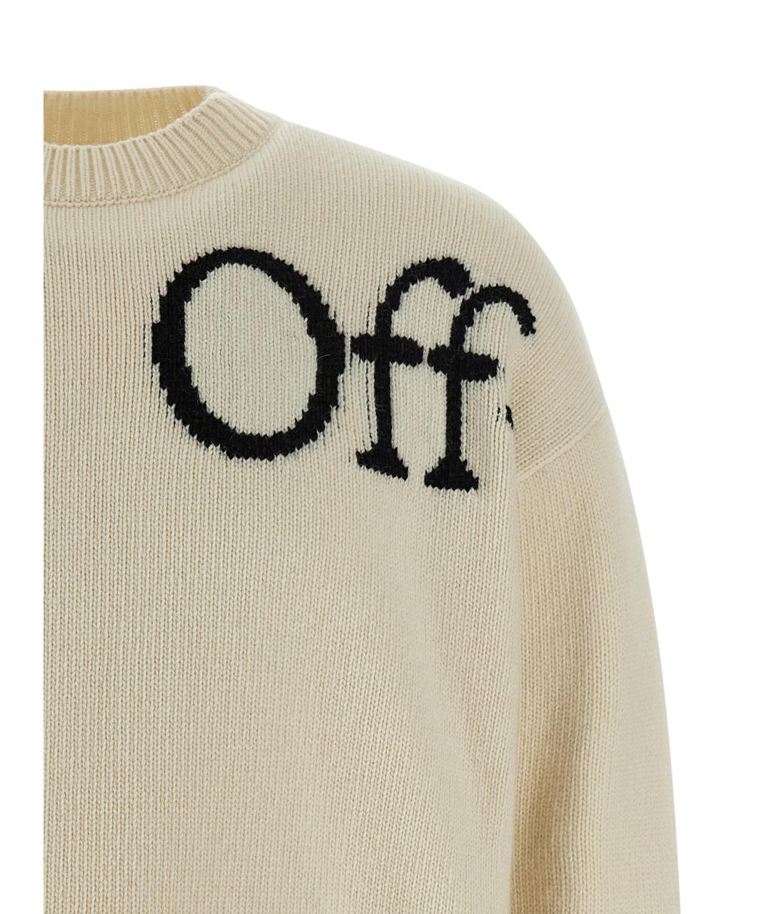 OFF-WHITE Бежевый шерстяной джемпер / свитер, фото 3