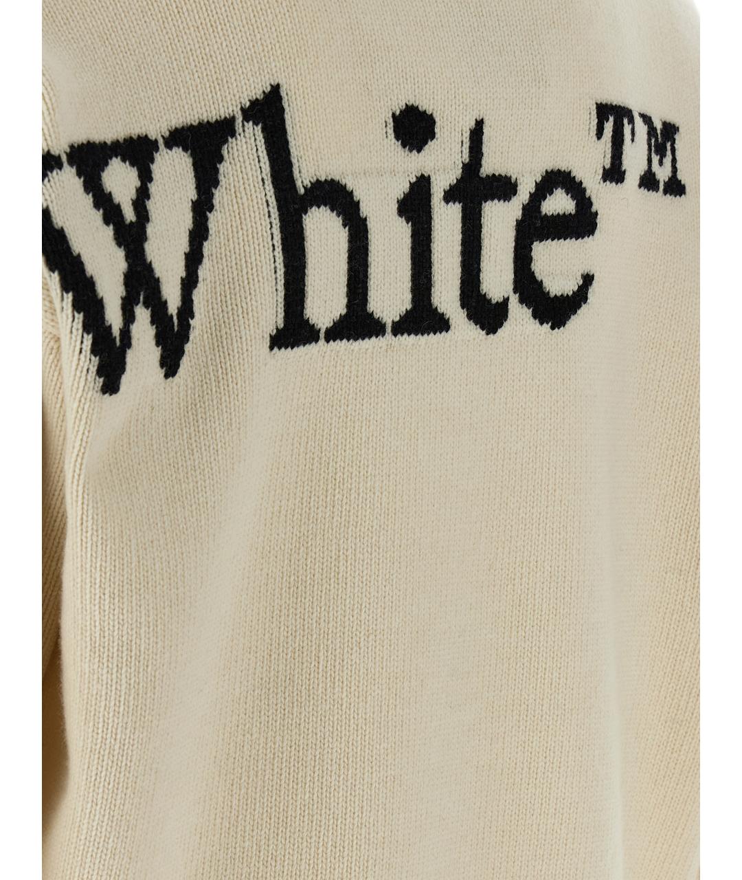 OFF-WHITE Бежевый шерстяной джемпер / свитер, фото 4