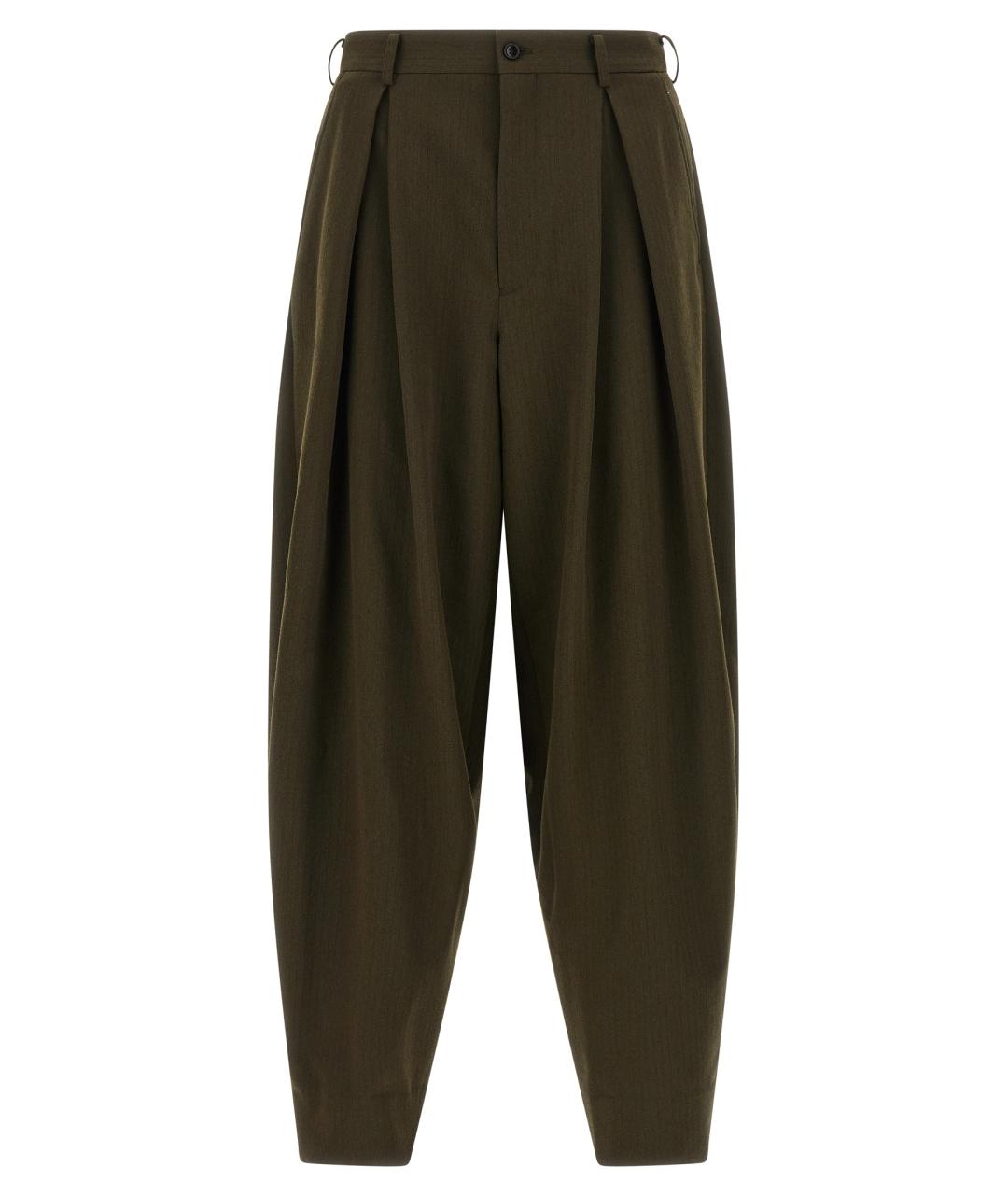 COMME DES GARÇONS HOMME PLUS Зеленые шерстяные повседневные брюки, фото 1