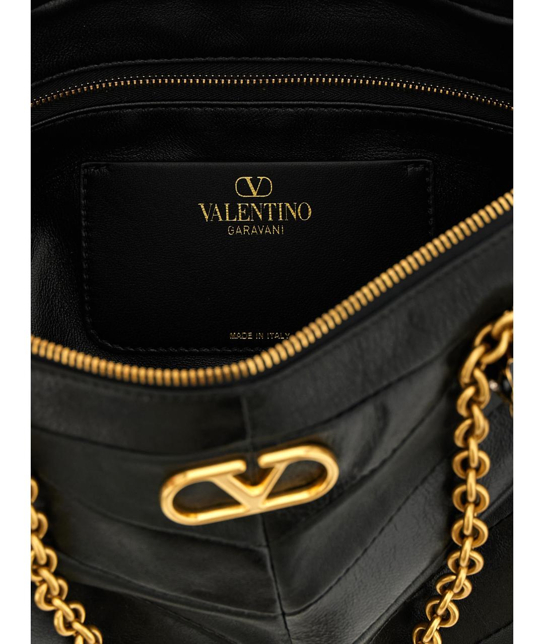 VALENTINO Черная кожаная сумка через плечо, фото 4