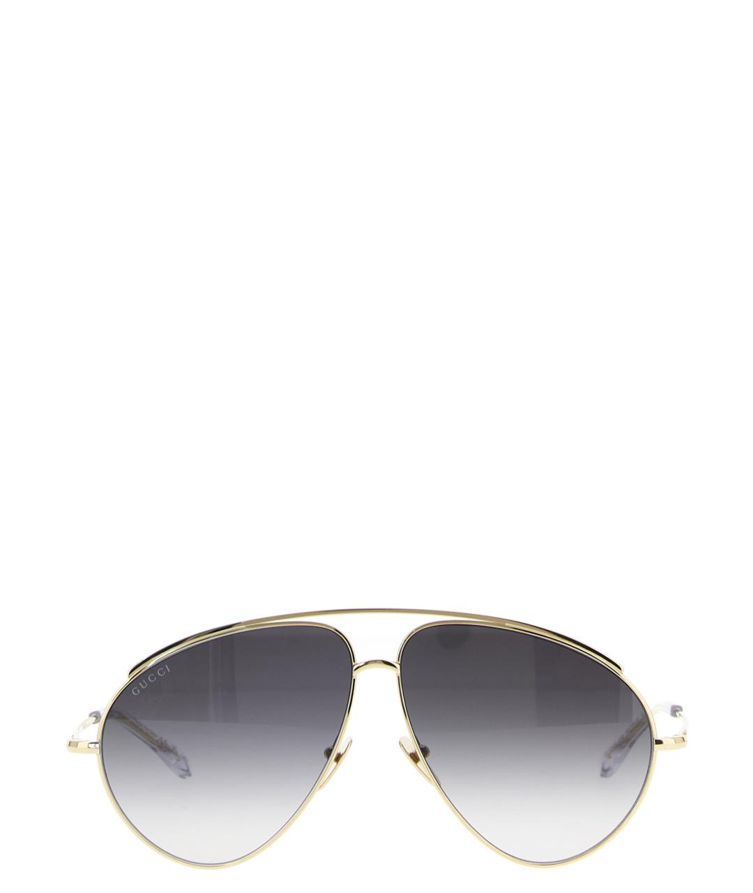 GUCCI Золотые металлические солнцезащитные очки, фото 1