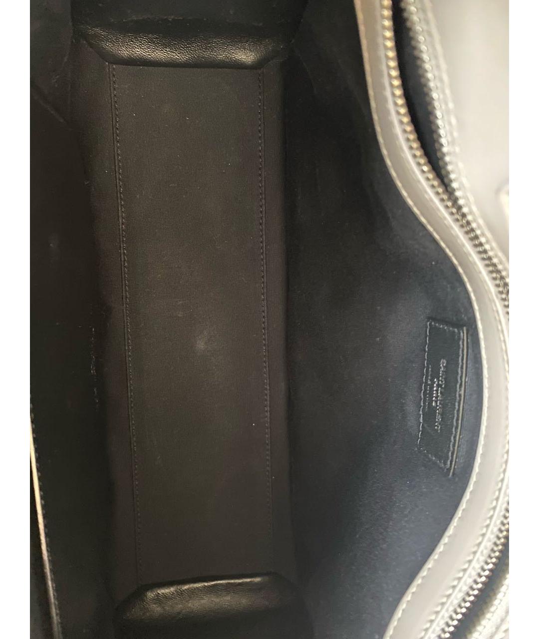 SAINT LAURENT Серая кожаная сумка тоут, фото 5