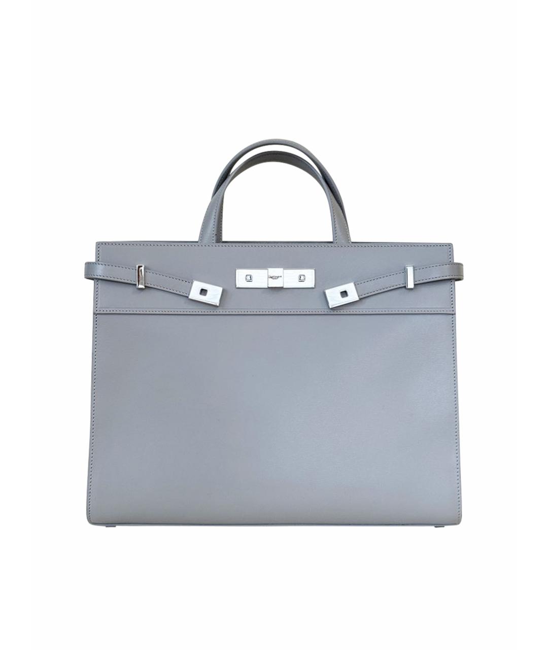 SAINT LAURENT Серая кожаная сумка тоут, фото 1