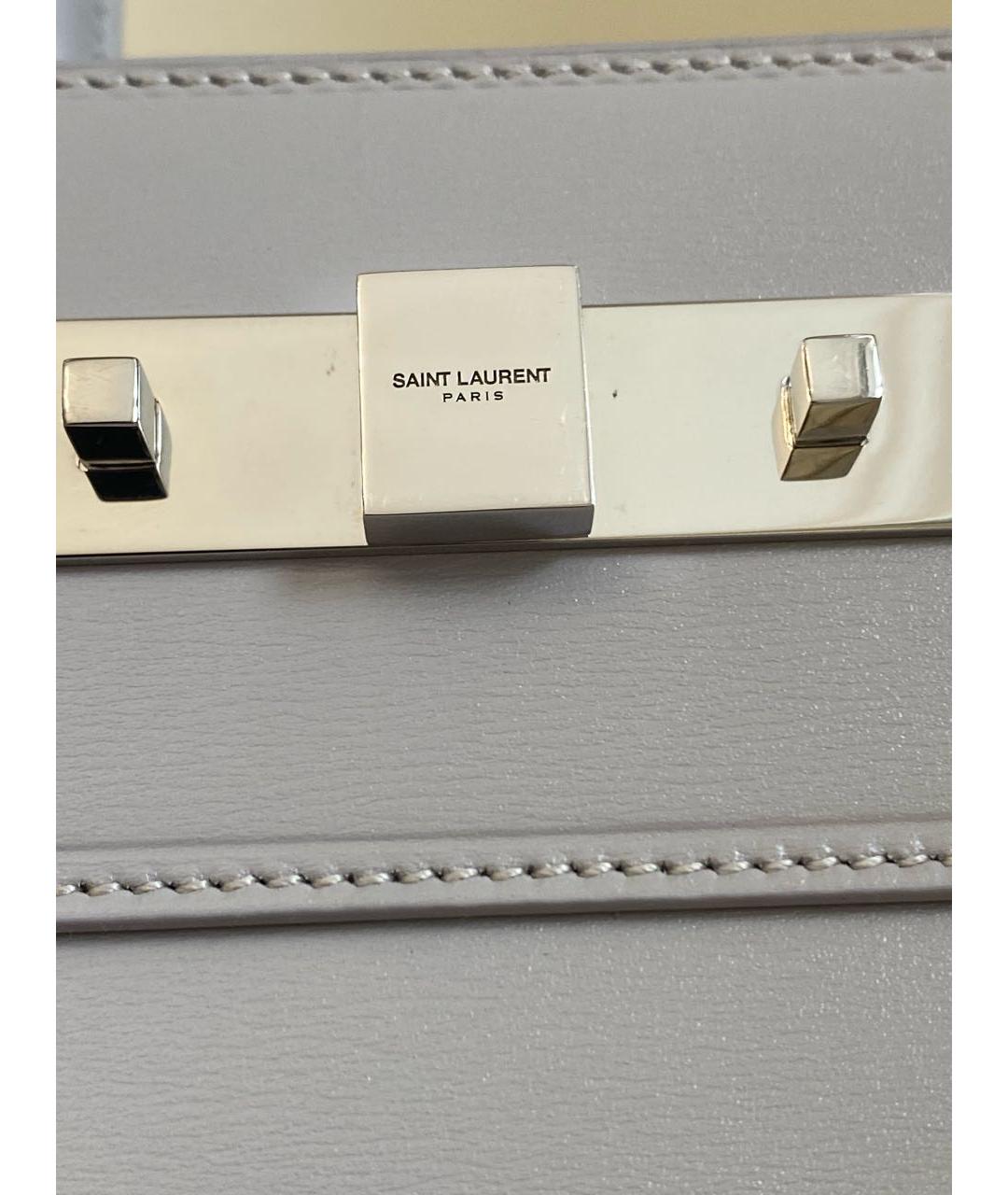 SAINT LAURENT Серая кожаная сумка тоут, фото 4