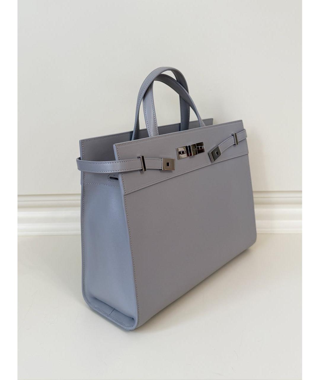 SAINT LAURENT Серая кожаная сумка тоут, фото 3