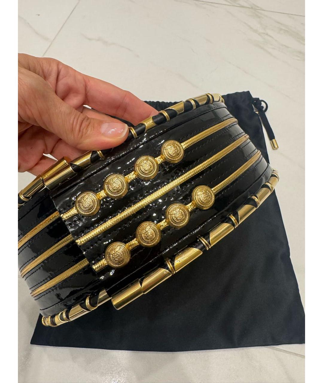 BALMAIN Черный ремень из лакированной кожи, фото 2