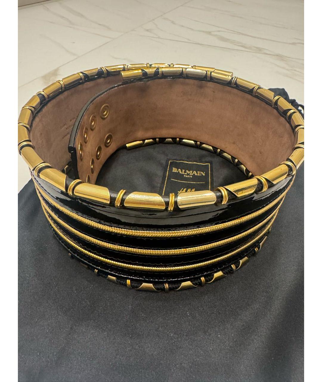 BALMAIN Черный ремень из лакированной кожи, фото 5