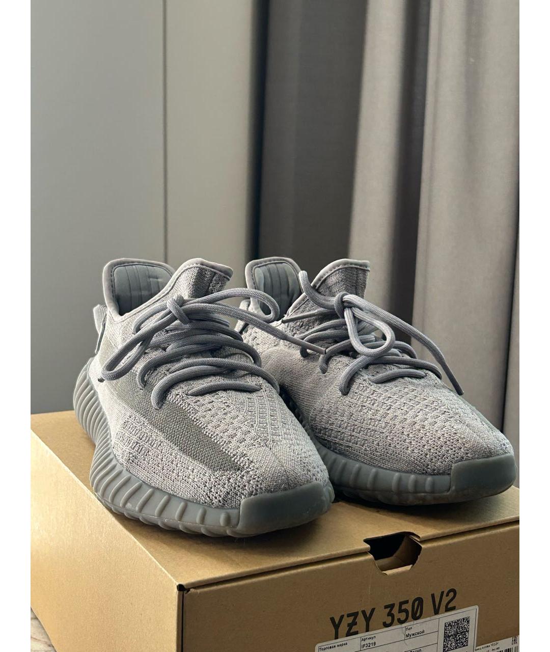 ADIDAS YEEZY Серые текстильные низкие кроссовки / кеды, фото 5