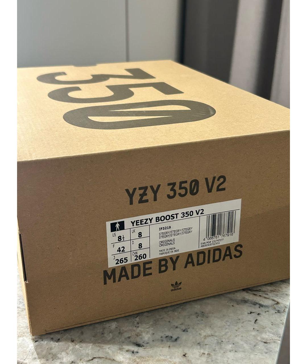 ADIDAS YEEZY Серые текстильные низкие кроссовки / кеды, фото 7