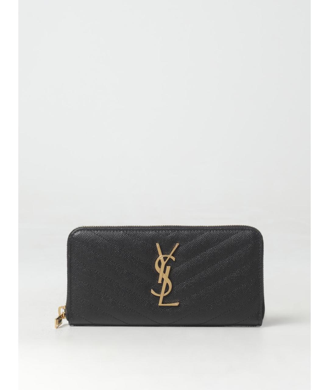 SAINT LAURENT Черный кожаный кошелек, фото 2