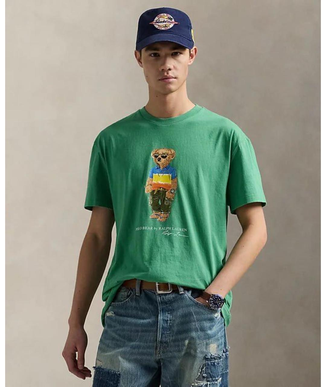 POLO RALPH LAUREN Зеленая хлопковая футболка, фото 2