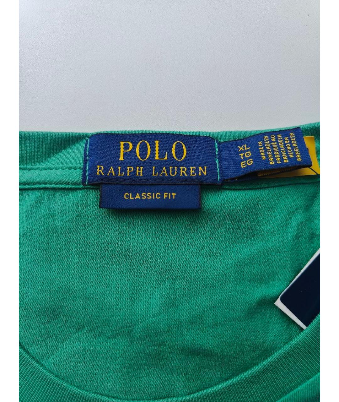 POLO RALPH LAUREN Зеленая хлопковая футболка, фото 3