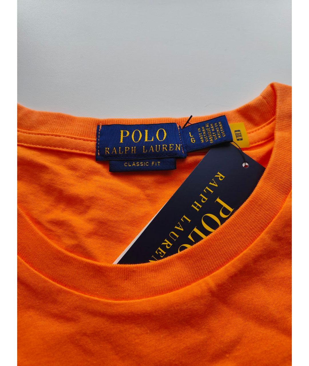POLO RALPH LAUREN Оранжевая хлопковая футболка, фото 3