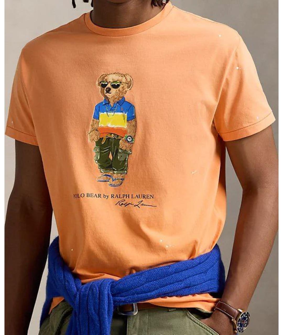 POLO RALPH LAUREN Оранжевая хлопковая футболка, фото 4