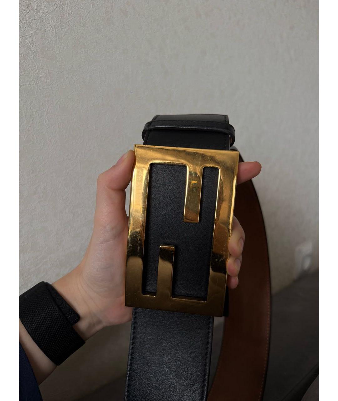 FENDI Черный кожаный ремень, фото 4