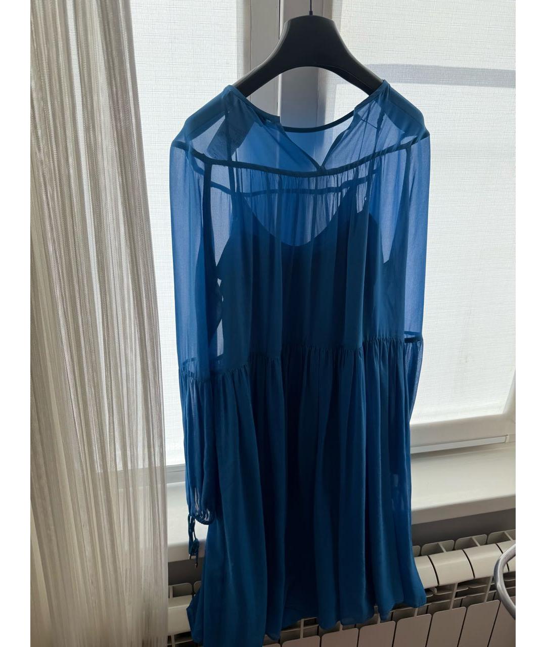 MAX MARA Голубое шелковое вечернее платье, фото 2