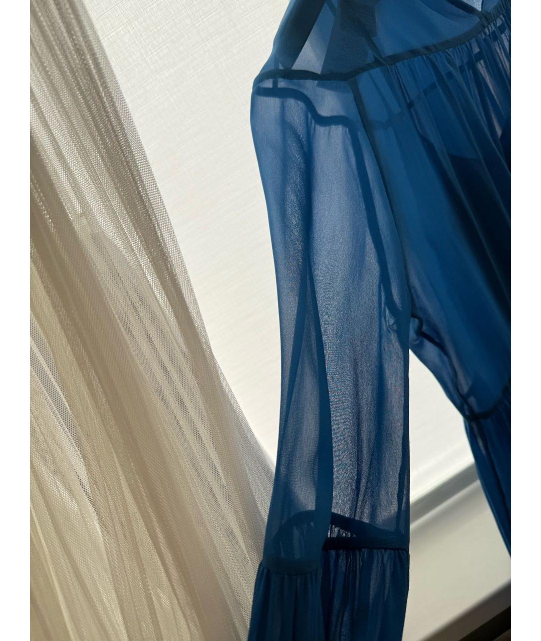 MAX MARA Голубое шелковое вечернее платье, фото 5