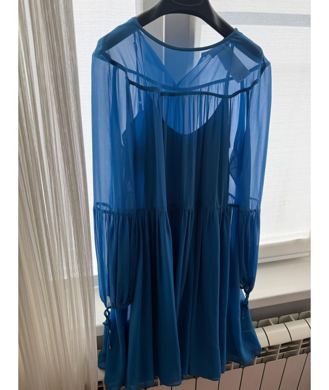 MAX MARA Голубое шелковое вечернее платье, фото 9
