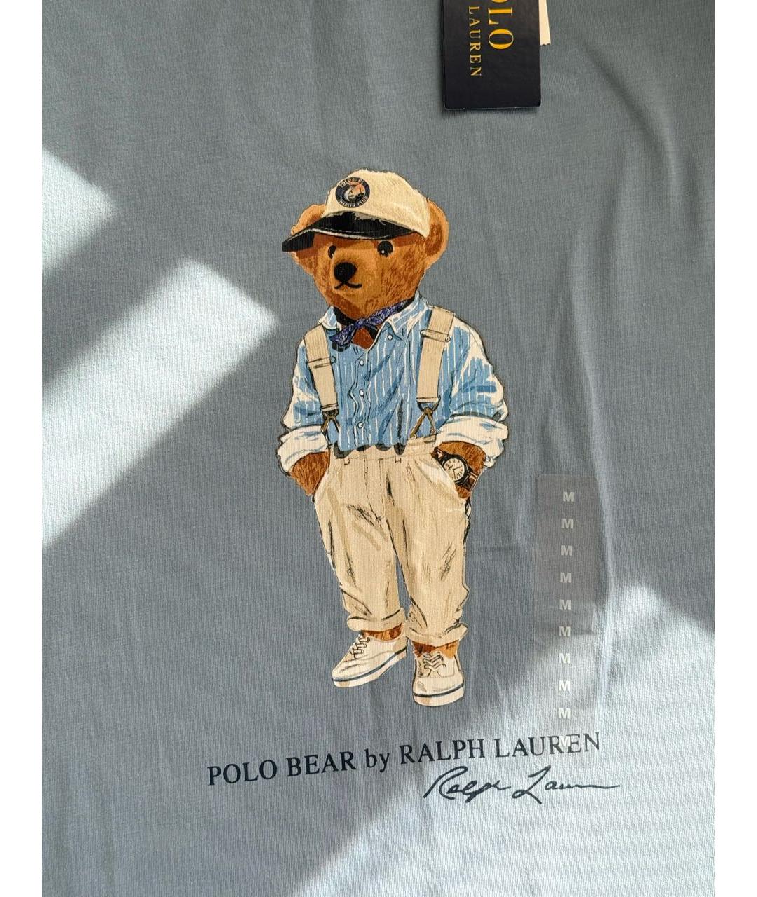 POLO RALPH LAUREN Голубая хлопковая футболка, фото 4