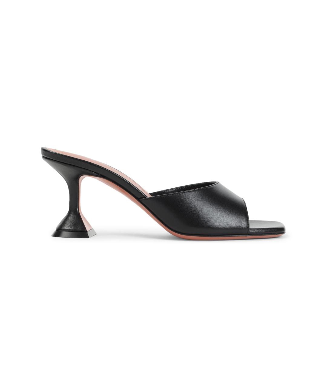 Amina Muaddi Черные кожаные мюли, фото 1