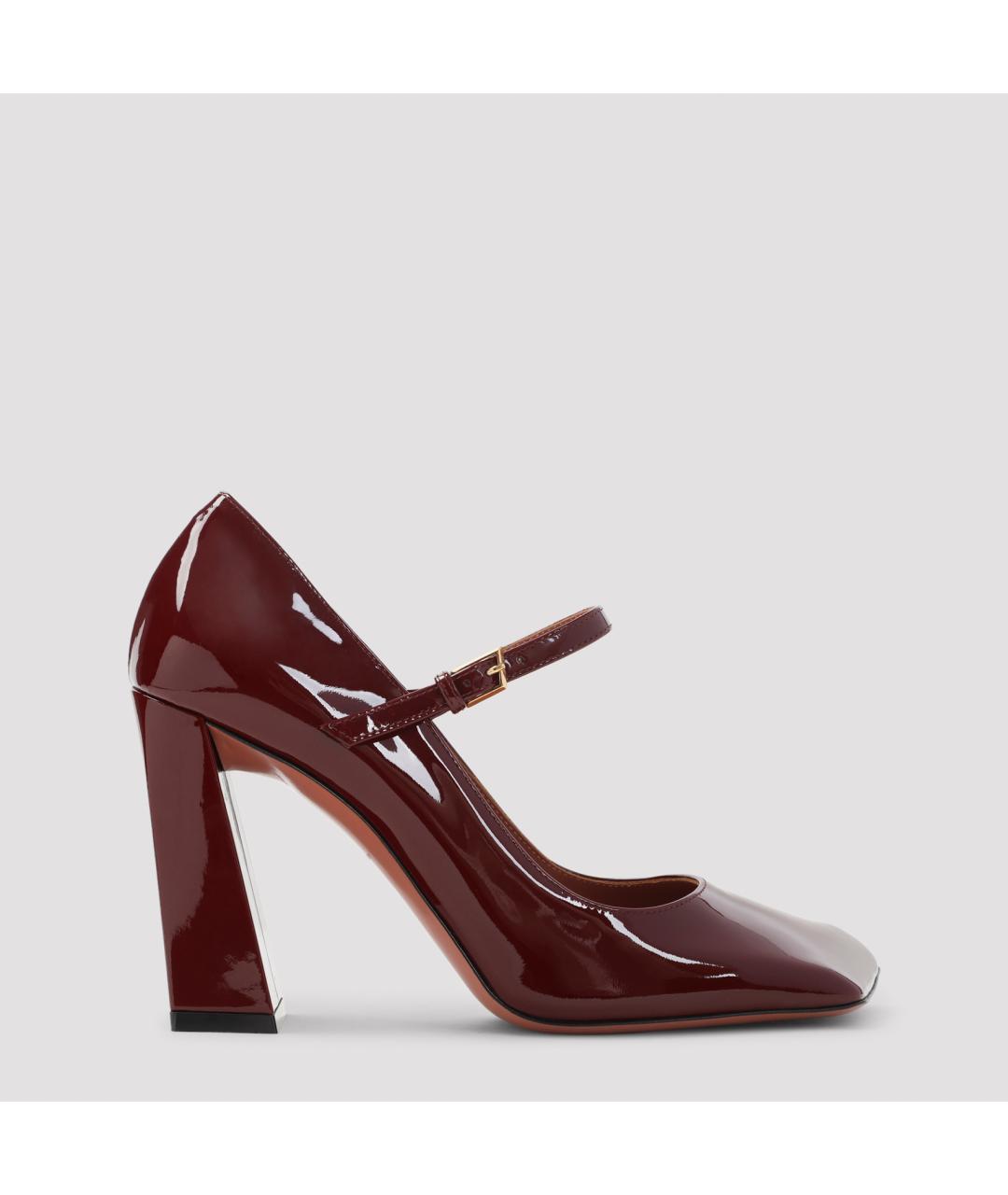 Amina Muaddi Бордовые туфли из лакированной кожи, фото 2