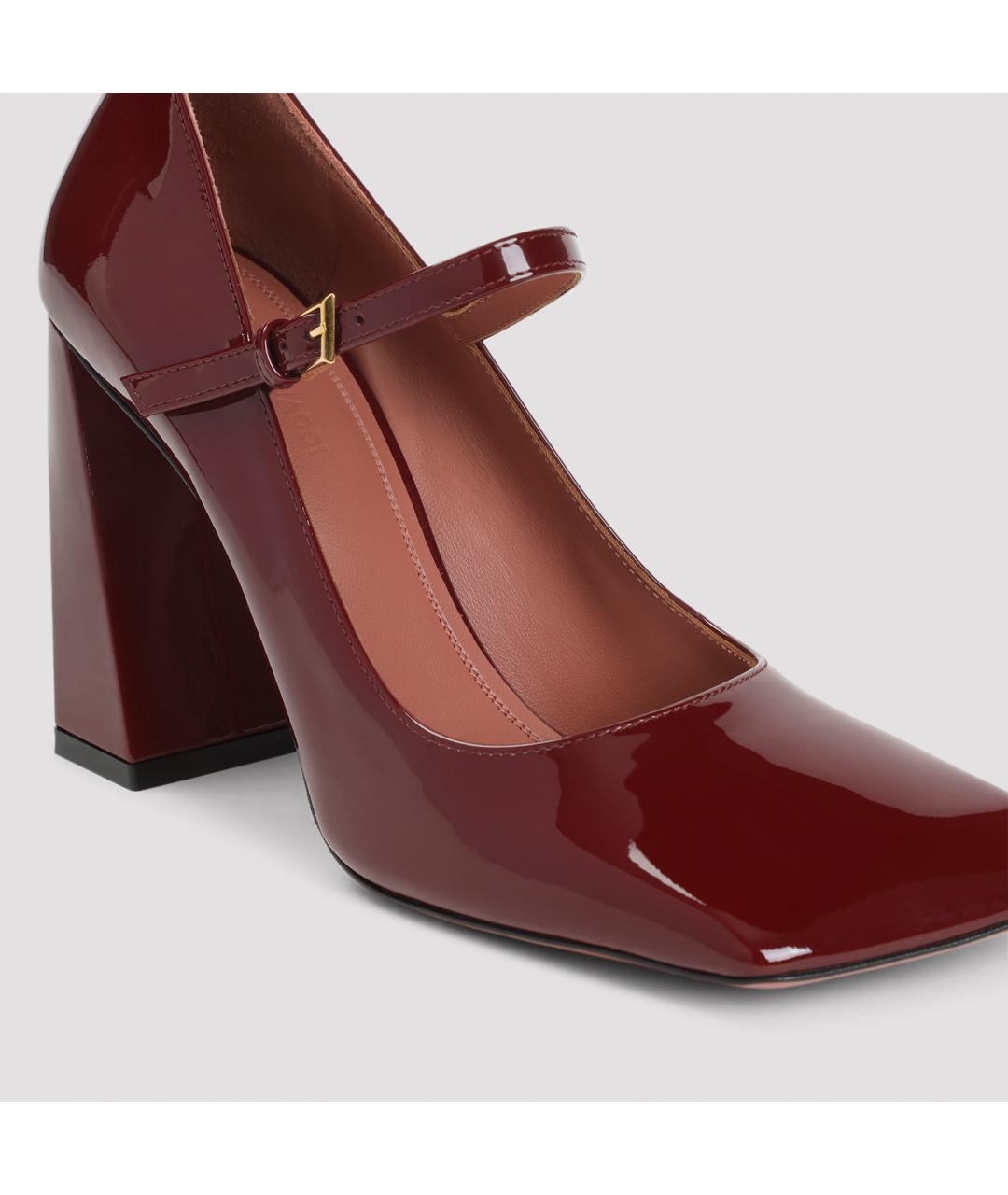 Amina Muaddi Бордовые туфли из лакированной кожи, фото 6